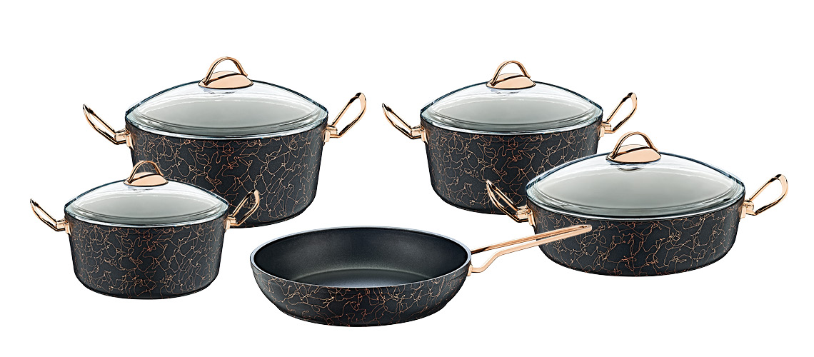 OMS Avant-garde Granite Cookware Set of 9 Turkey Made - 3037