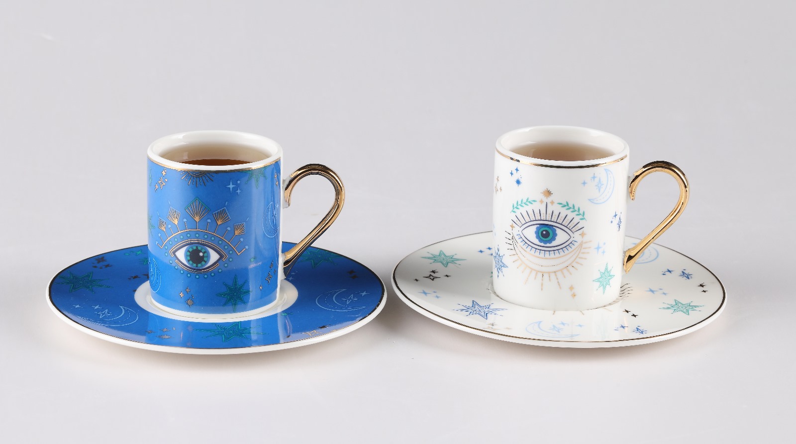 11151 - Larimar, 4 Parça, Porselen, Bereket, Nazar, Astrolojik, Modern Tarz, Kahve Fincan Seti