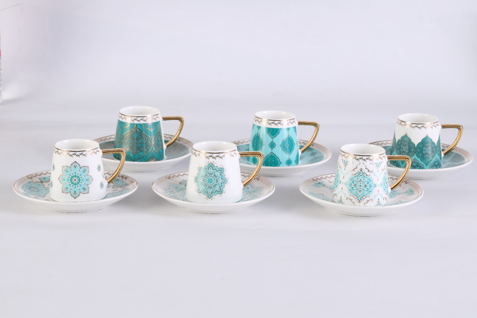 11156 - Amazonite, 12 Parça, Porselen, Otantik, Modern Tarz, Kibar Ağızlı Kahve Fincan Seti